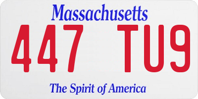 MA license plate 447TU9
