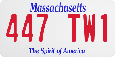 MA license plate 447TW1