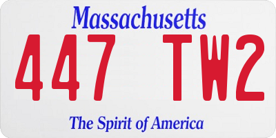 MA license plate 447TW2