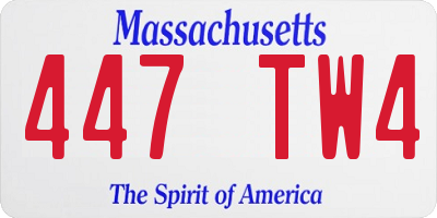 MA license plate 447TW4