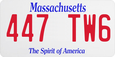 MA license plate 447TW6
