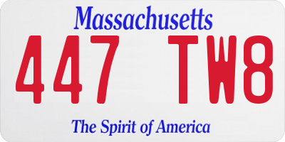 MA license plate 447TW8
