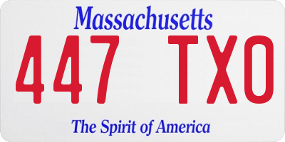 MA license plate 447TX0