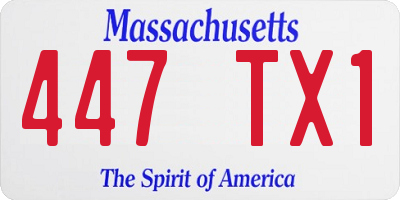 MA license plate 447TX1