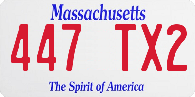 MA license plate 447TX2