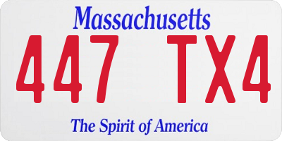 MA license plate 447TX4