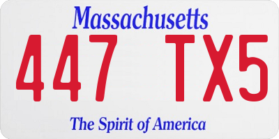 MA license plate 447TX5