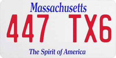 MA license plate 447TX6