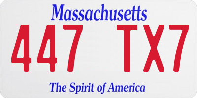 MA license plate 447TX7
