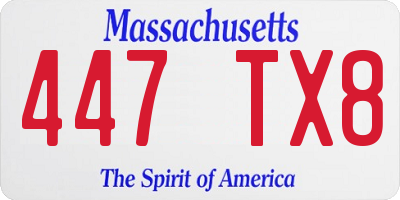 MA license plate 447TX8