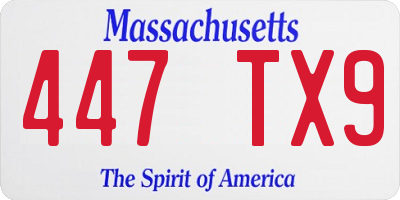 MA license plate 447TX9