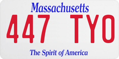 MA license plate 447TY0