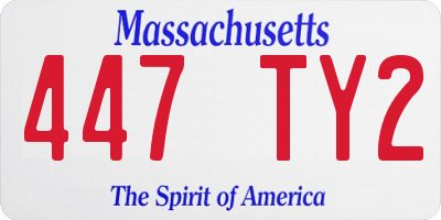 MA license plate 447TY2