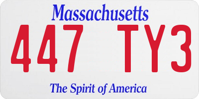 MA license plate 447TY3