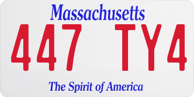 MA license plate 447TY4