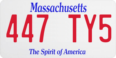 MA license plate 447TY5