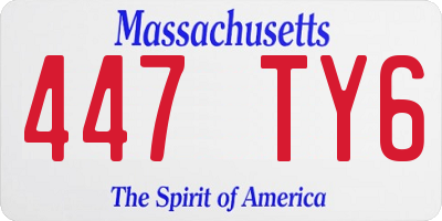 MA license plate 447TY6