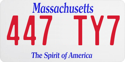 MA license plate 447TY7