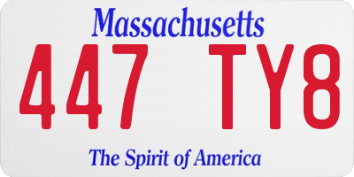 MA license plate 447TY8
