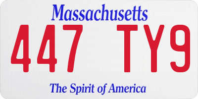 MA license plate 447TY9