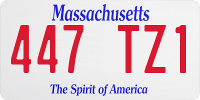 MA license plate 447TZ1