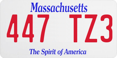 MA license plate 447TZ3