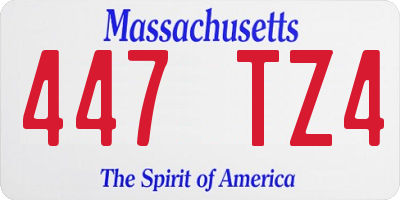 MA license plate 447TZ4