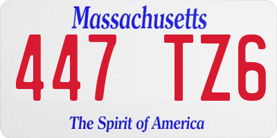 MA license plate 447TZ6