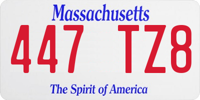 MA license plate 447TZ8