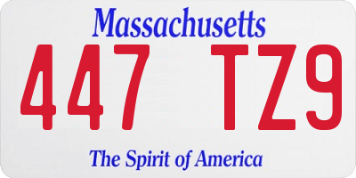 MA license plate 447TZ9