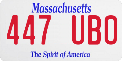 MA license plate 447UB0