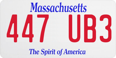 MA license plate 447UB3