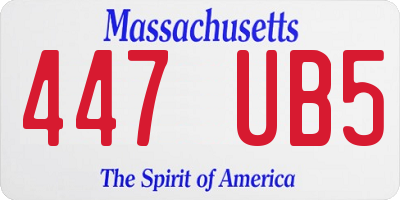 MA license plate 447UB5