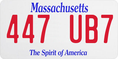 MA license plate 447UB7