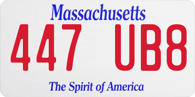MA license plate 447UB8