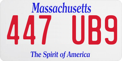 MA license plate 447UB9