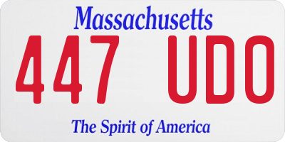 MA license plate 447UD0