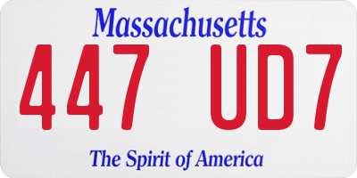 MA license plate 447UD7