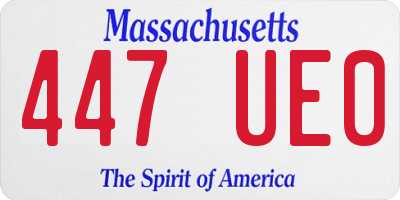 MA license plate 447UE0