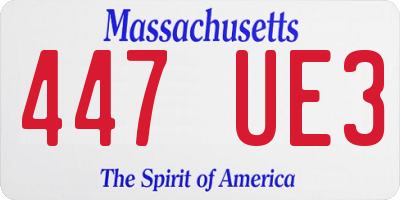 MA license plate 447UE3
