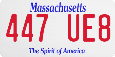 MA license plate 447UE8