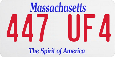 MA license plate 447UF4