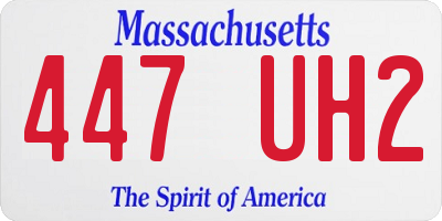 MA license plate 447UH2