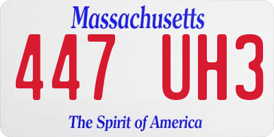 MA license plate 447UH3
