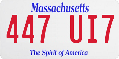 MA license plate 447UI7