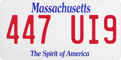MA license plate 447UI9