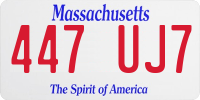 MA license plate 447UJ7