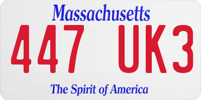 MA license plate 447UK3