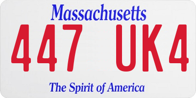 MA license plate 447UK4