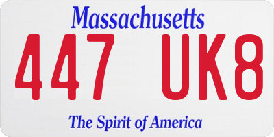 MA license plate 447UK8